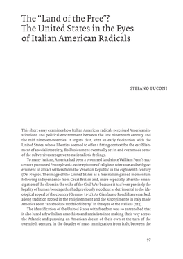 The United States in the Eyes of Italian American Radicals