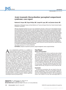 Acute Traumatic Thoracolumbar Paraspinal Compartment Syndrome: Case Report