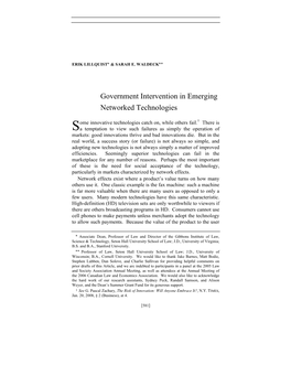 Government Intervention in Emerging Networked Technologies