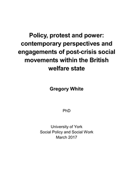 Contemporary Perspectives and Engagements of Post-Crisis Social Movements Within the British Welfare State