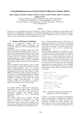 A Morphological Processor Based on Foma for Biscayan (A Basque Dialect)