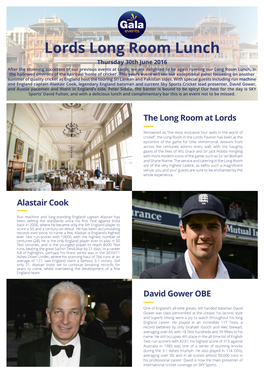 Alastair Cook Lords Long Room Lunch