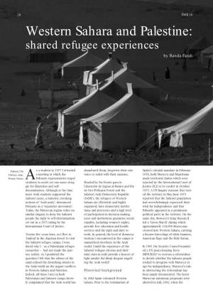 FMR 16 Western Sahara and Palestine: Shared Refugee Experiences by Randa Farah Still Pictures/Julio Etchart