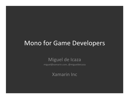 Slides for My Mono for Game Development