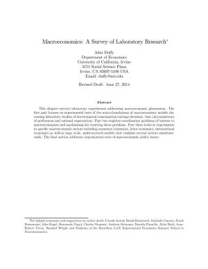 Macroeconomics: a Survey of Laboratory Research∗