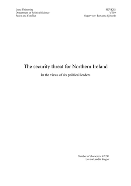 The Security Threat for Northern Ireland