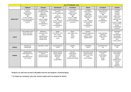 *Students Can Avail Only One Kind of Breakfast from the Two Categories Mentioned Above