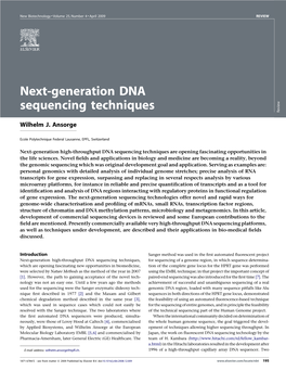 Next-Generation DNA Sequencing Techniques Review
