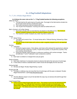 Flag Football Rules Play/Rules Default to NIRSA Flag Football Rules in Regards to Any Situation Not Listed Below: II