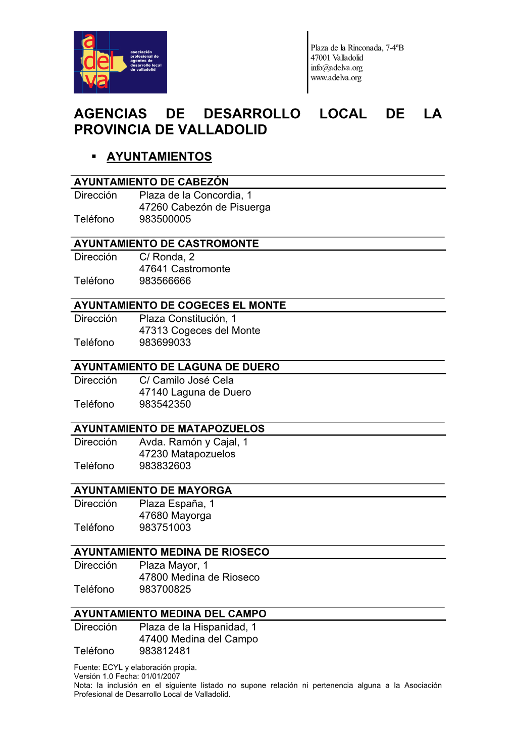 Agencias De Desarrollo Local De La Provincia De Valladolid