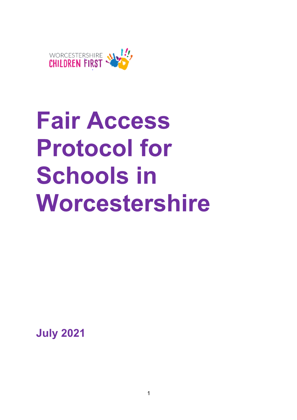 Fair Access Protocol for Schools in Worcestershire