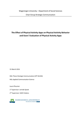 The Effect of Physical Activity Apps on Physical Activity Behavior and Users’ Evaluation of Physical Activity Apps