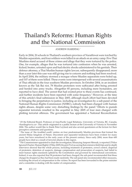 Thailand's Reforms: Human Rights and the National Commission