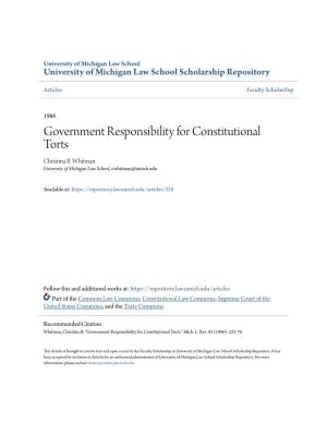 Government Responsibility for Constitutional Torts Christina B