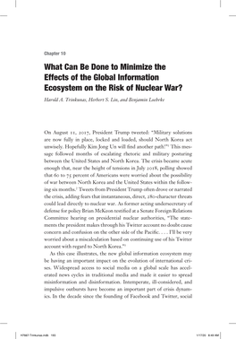 What Can Be Done to Minimize the Effects of the Global Information Ecosystem on the Risk of Nuclear War?