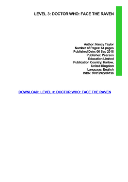 {TEXTBOOK} Level 3: Doctor Who: Face the Raven Kindle