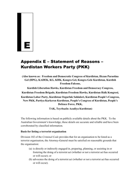 Appendix E: Statement of Reasons