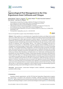 Agroecological Pest Management in the City: Experiences from California and Chiapas
