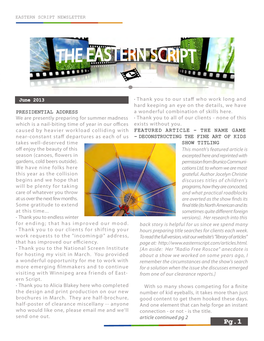 Newsletter Eastern Spring 2013