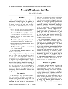 Control of Pyrotechnic Burn Rate