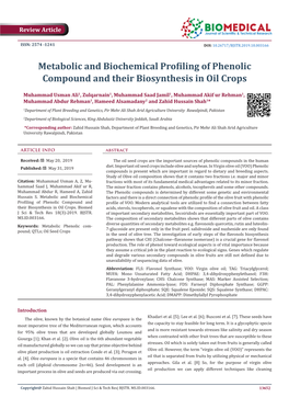 Metabolic and Biochemical Profiling of Phenolic Compound and Their Biosynthesis in Oil Crops