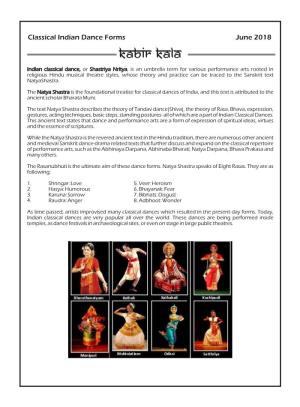 June 2018 Classical Indian Dance Forms