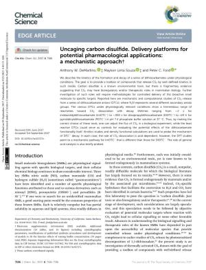 Uncaging Carbon Disulfide. Delivery Platforms for Potential