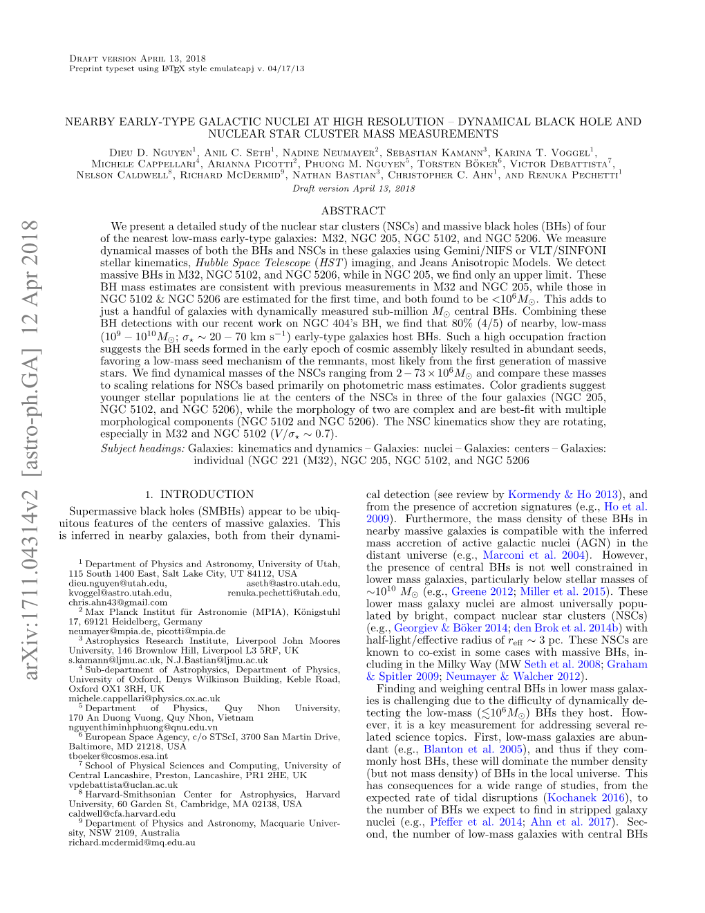 Nearby Early-Type Galactic Nuclei at High Resolution: Dynamical Black