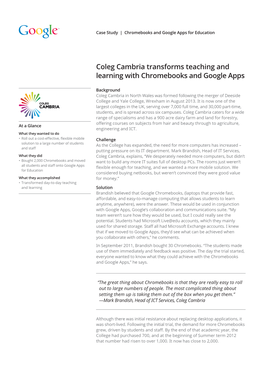Coleg Cambria Transforms Teaching and Learning with Chromebooks and Google Apps