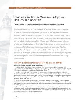 Trans-Racial Foster Care and Adoption: Issues and Realities (Pdf)