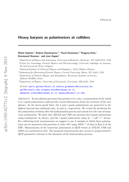 Heavy Baryons As Polarimeters at Colliders