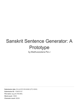 Sanskrit Sentence Generator: a Prototype by Madhusoodana Pai J