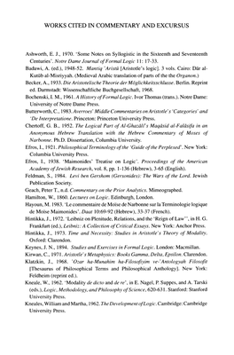 Works Cited in Commentary and Excursus