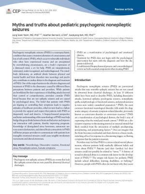 Myths and Truths About Pediatric Psychogenic Nonepileptic Seizures