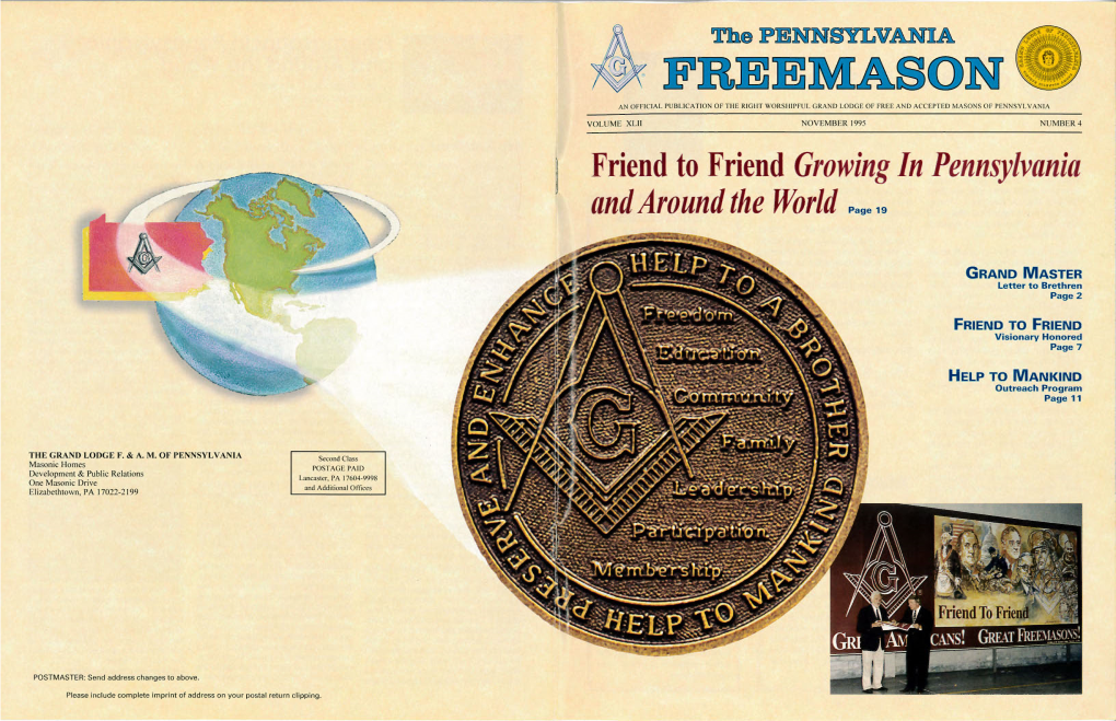 Freemason an Official Publication of T He Right Worshipful Grand Lodge of Free and Accepted Masons of Pennsylvania