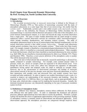 Mesoscale Dynamic Meteorology, Yu-Lang Lin, Draft Chapter 1