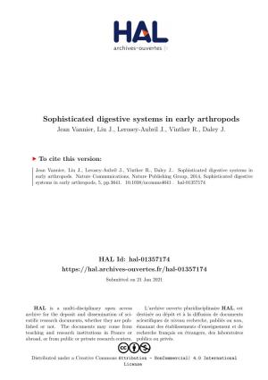 Sophisticated Digestive Systems in Early Arthropods Jean Vannier, Liu J., Lerosey-Aubril J., Vinther R., Daley J