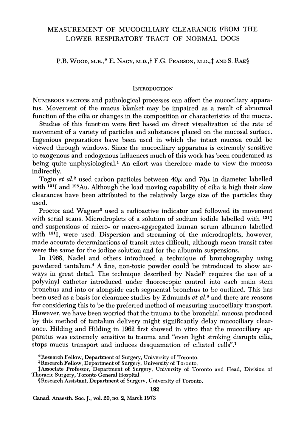 Measurement of Mucociliary Clearance from the Lower Respiratory Tract ...