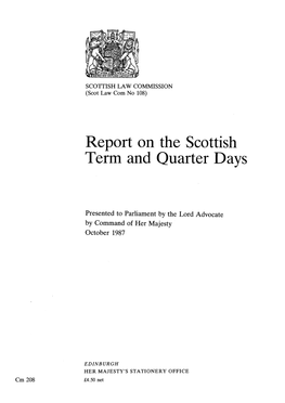 Report on the Scottish Term and Quarter Days