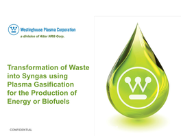 Transformation of Waste Into Syngas Using Plasma Gasification for the Production of Energy Or Biofuels