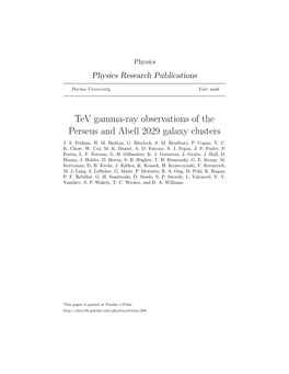 Tev Gamma-Ray Observations of the Perseus and Abell 2029 Galaxy Clusters J