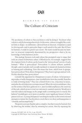 The Culture of Criticism