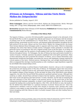 Odessa Und Das Vierte Reich: Mythen Der Zeitgeschichte'