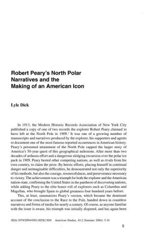 Robert Peary's North Polar Narratives and the Making of an American Icon