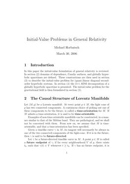 Initial-Value Problems in General Relativity