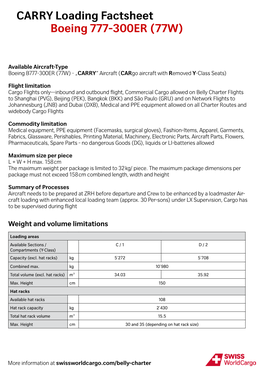 CARRY Loading Factsheet Boeing 777-300ER (77W)