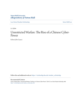 Unrestricted Warfare: the Rise of a Chinese Cyber-Power" (2014)