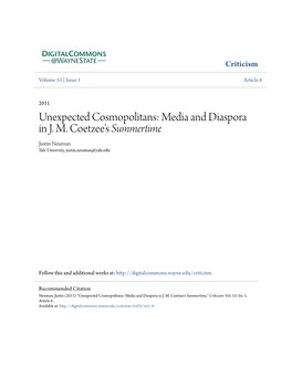 Media and Diaspora in JM Coetzee's Summertime