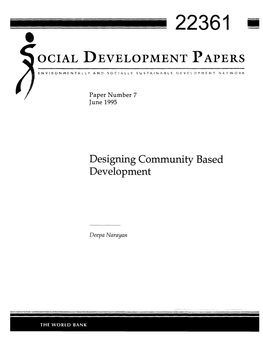 OCIAL DEVELOPMENT PAPERS Designing Community Based