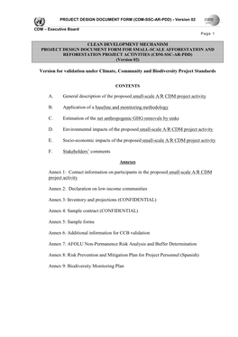 Version for Validation Under Climate, Community and Biodiversity Project Standards